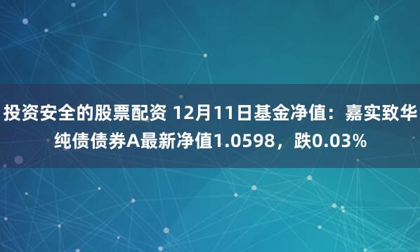 投资安全的股票配资 12月11日基金净值：嘉实致华纯债债券A最新净值1.0598，跌0.03%