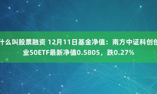 什么叫股票融资 12月11日基金净值：南方中证科创创业50ETF最新净值0.5805，跌0.27%