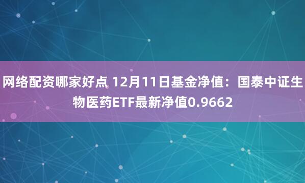 网络配资哪家好点 12月11日基金净值：国泰中证生物医药ETF最新净值0.9662