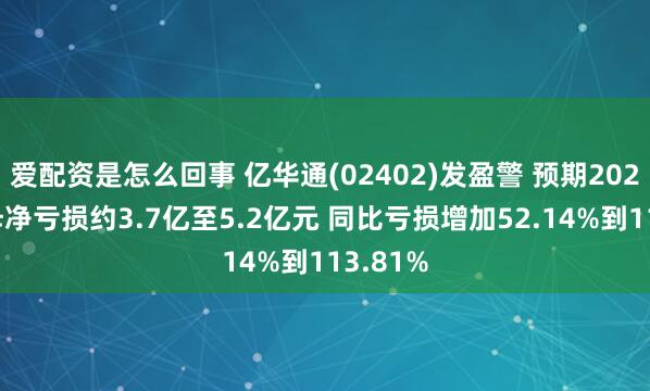 爱配资是怎么回事 亿华通(02402)发盈警 预期2024年归母净亏损约3.7亿至5.2亿元 同比亏损增加52.14%到113.81%