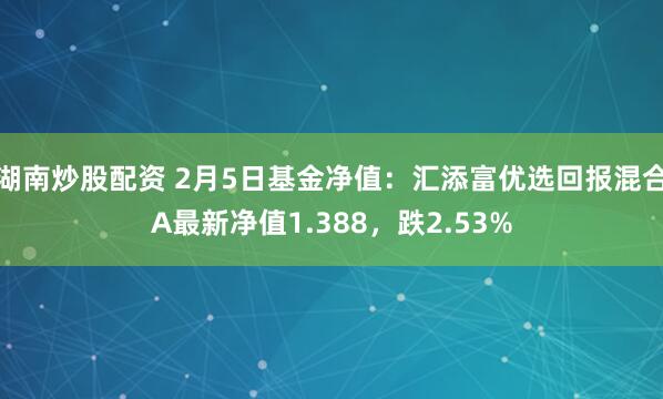 湖南炒股配资 2月5日基金净值：汇添富优选回报混合A最新净值1.388，跌2.53%