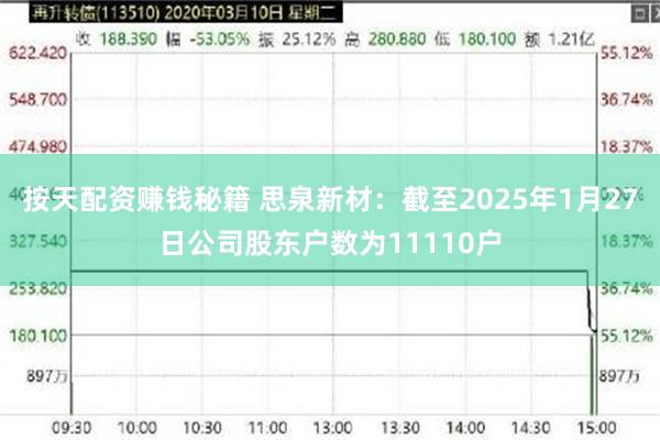 按天配资赚钱秘籍 思泉新材：截至2025年1月27日公司股东户数为11110户